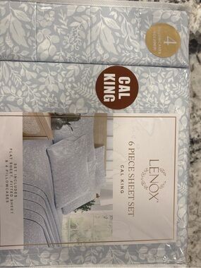 Lenox Cal King 6-Piece Sheet Set in Light Blue and White Floral